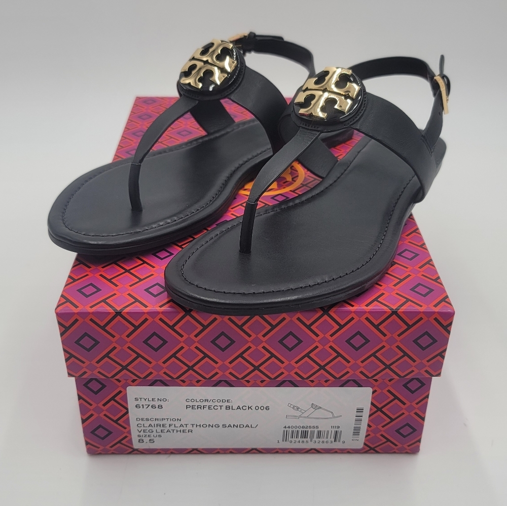 Tory Burch Claire Flat Thong (BLACK)Sandal - Picture 10 of 12